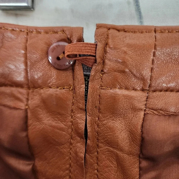 Vintage Mexx Leather Mini Skirt Tawny Brown Lined Size 4 - Picture 4 of 14